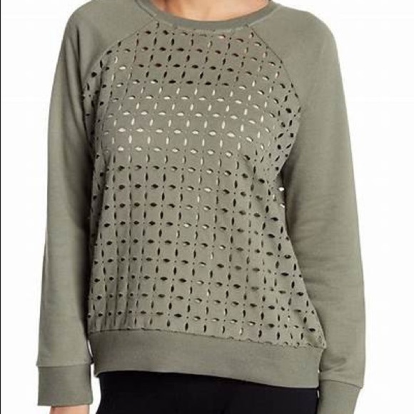Cable And Gauge | Sweatshirt W/Laser Cutout All Over Z42345 Blush Pink Medium - Picture 2 of 7